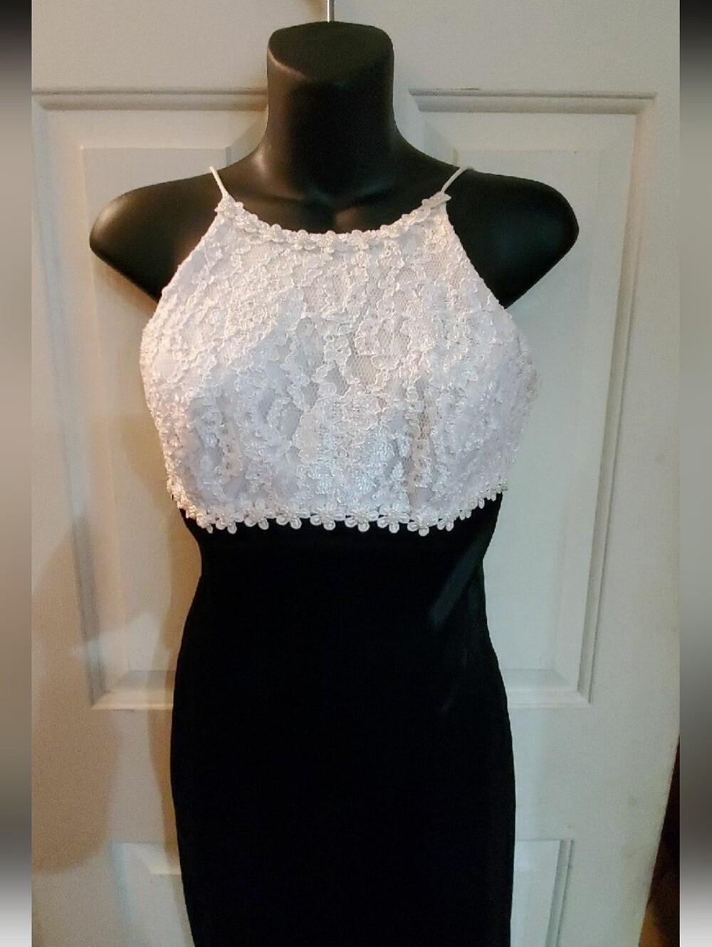 Jump Black Gown with White Lace Halter Top